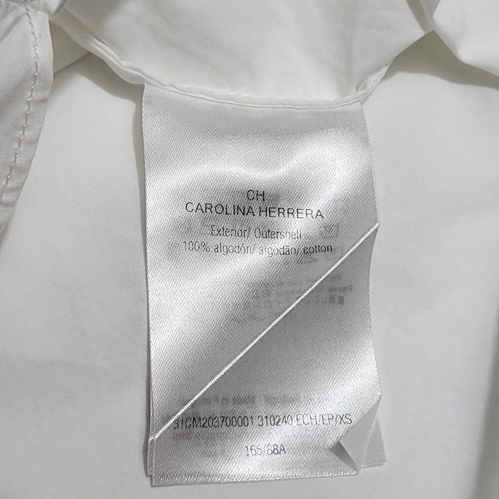 Carolina Herrera Sequined CH Logo Oversized Crisp White V-Neck Tunic Top XS NWOT - Picture 5 of 5